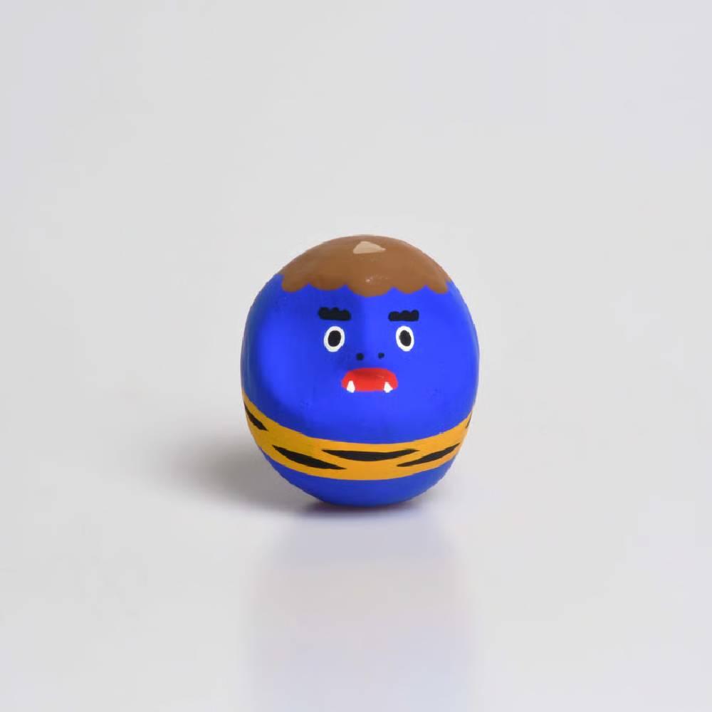 Hand-painted Shirakawa Blue Oni Daruma Doll 4.5cm from Fukushima Japan