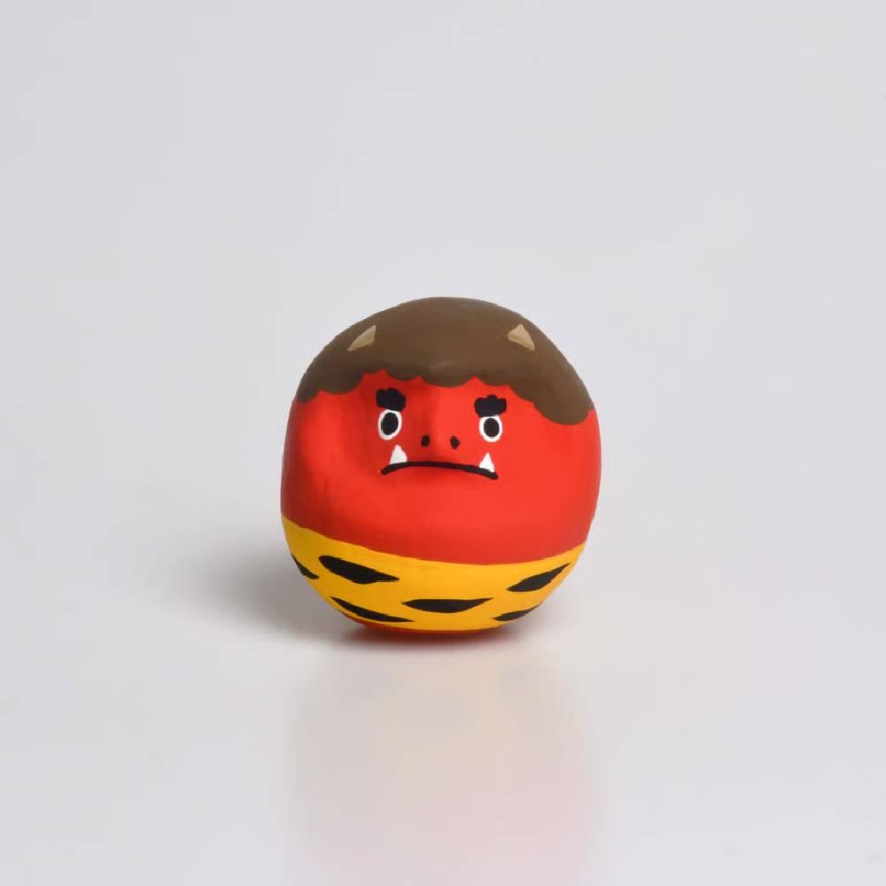 Handcrafted Red Oni Shirakawa Daruma Japanese good luck charm 4.5cm height showing fierce protective face and traditional red finish