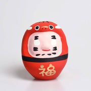 Handcrafted Shirakawa Red Beko Daruma doll 8.5cm height featuring traditional red cow facial markings