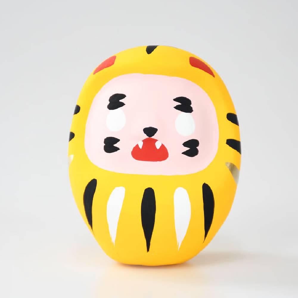 Handmade Shirakawa Yellow Tiger Daruma doll 8.5cm for good luck and prosperity