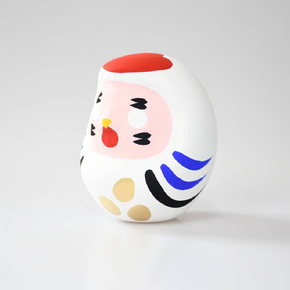 Handcrafted Shirakawa White Bird Daruma Luck Charm 8.5cm