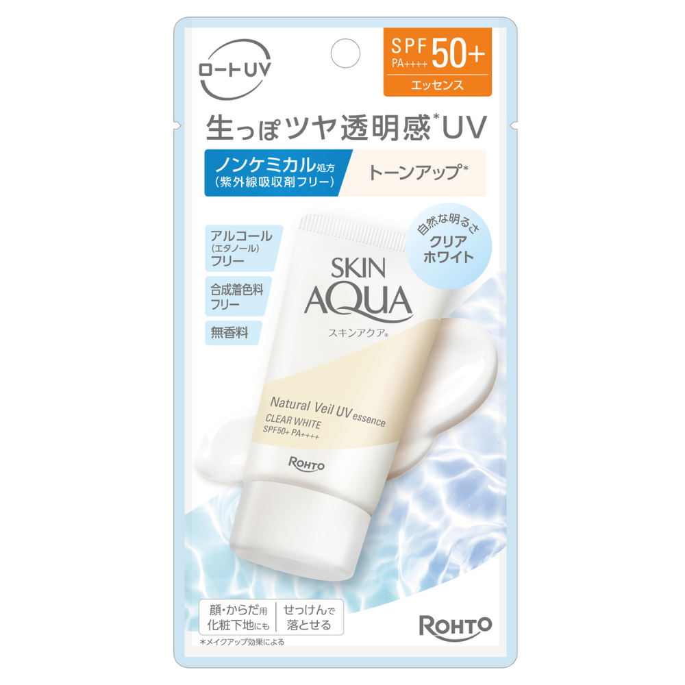 Skin Aqua Natural Veil UV Essence SPF50+ Clear White Sunscreen