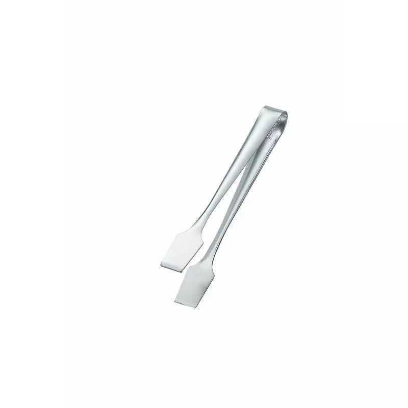 Premium 95mm seamless stainless steel sugar cube tongs with high-polish finish on a white background