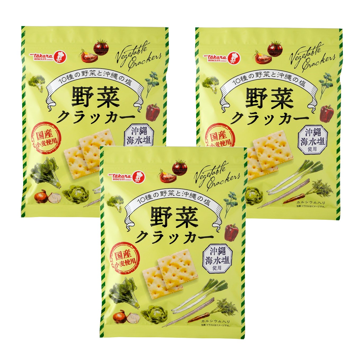 Takara Vegetable Crackers - Healthy 10-Veggie Blend 3-Pack (300g)