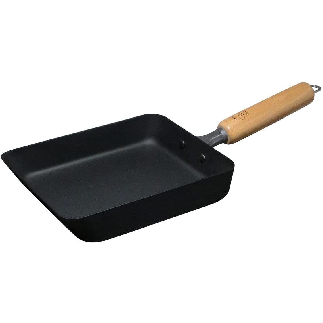 Takumi Japan 19cm Iron Tamagoyaki Pan with natural wood handle and embossed Magma Plate surface