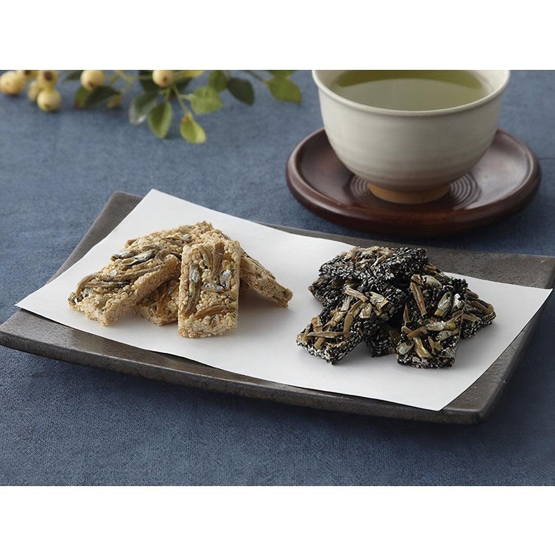 Premium Takusei White and Black Sesame Crackers with Sardines