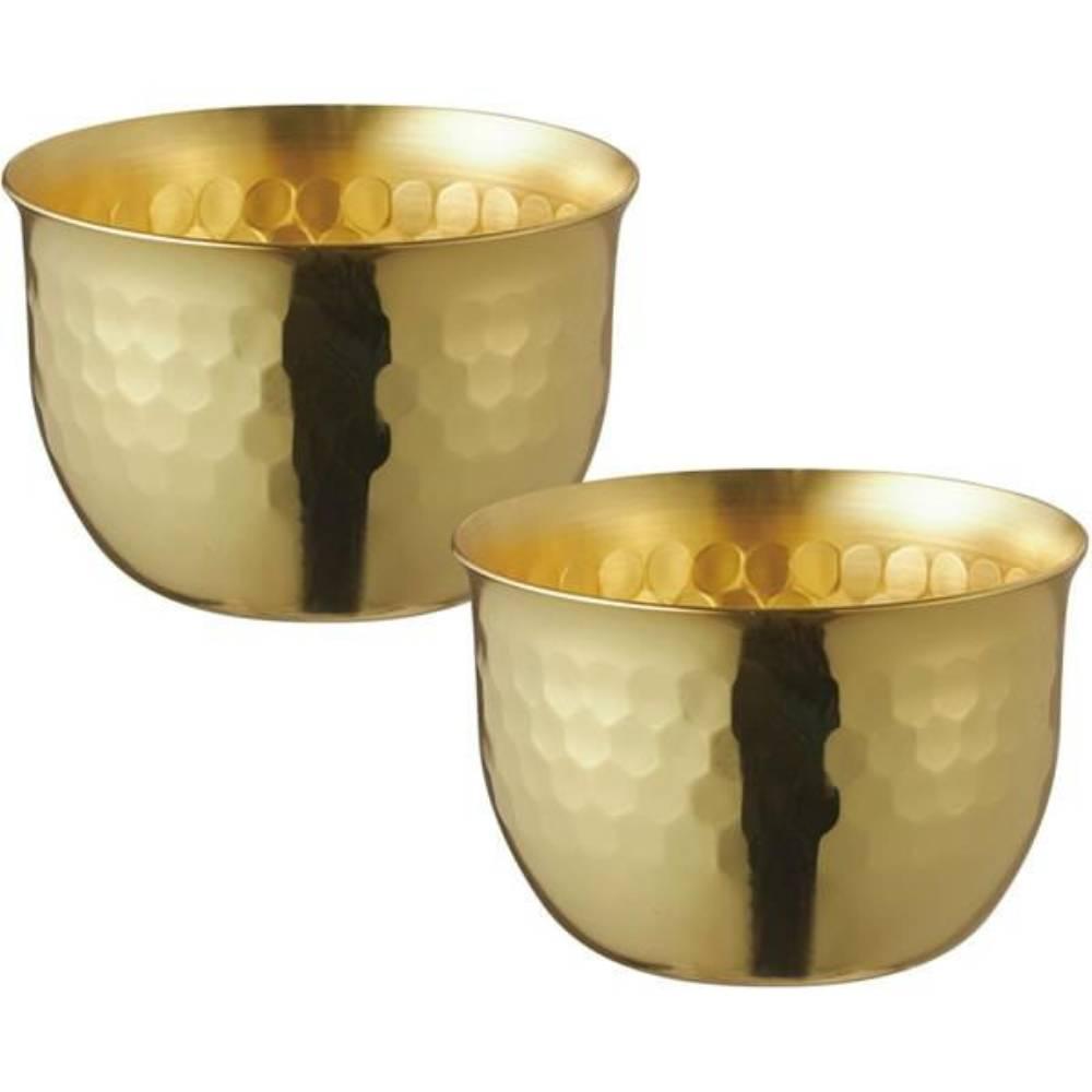 Tanabe Hand-Hammered 24K Gold Plated Copper Sake Cup Pair 90ml