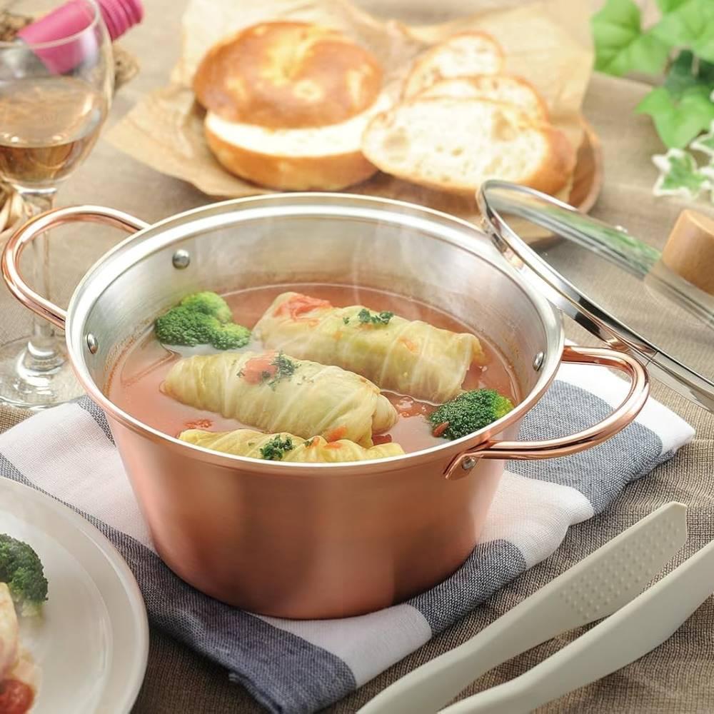 Tanabe 15cm High Conductivity Copper Stew Pot with Lid