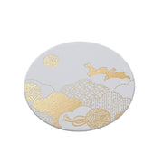 Thick Paper Coasters Elegant Gold Foil Rabbit Design Set of 3