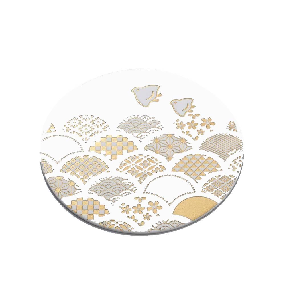 Elegant Gold Foil Thick Paper Coasters – Seigaha Wave 3‑Pack