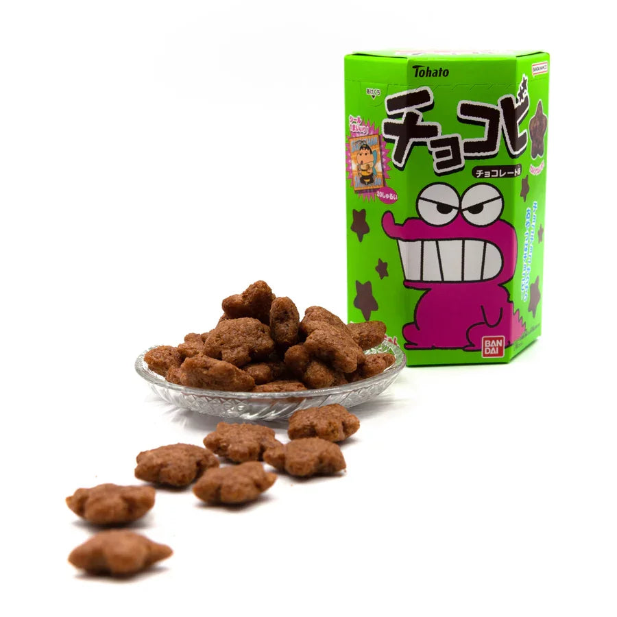 Tohato Chocobi Star Shaped Chocolate Corn Puff Snack with Shin-Chan Sticker 25g (Pack of 3)