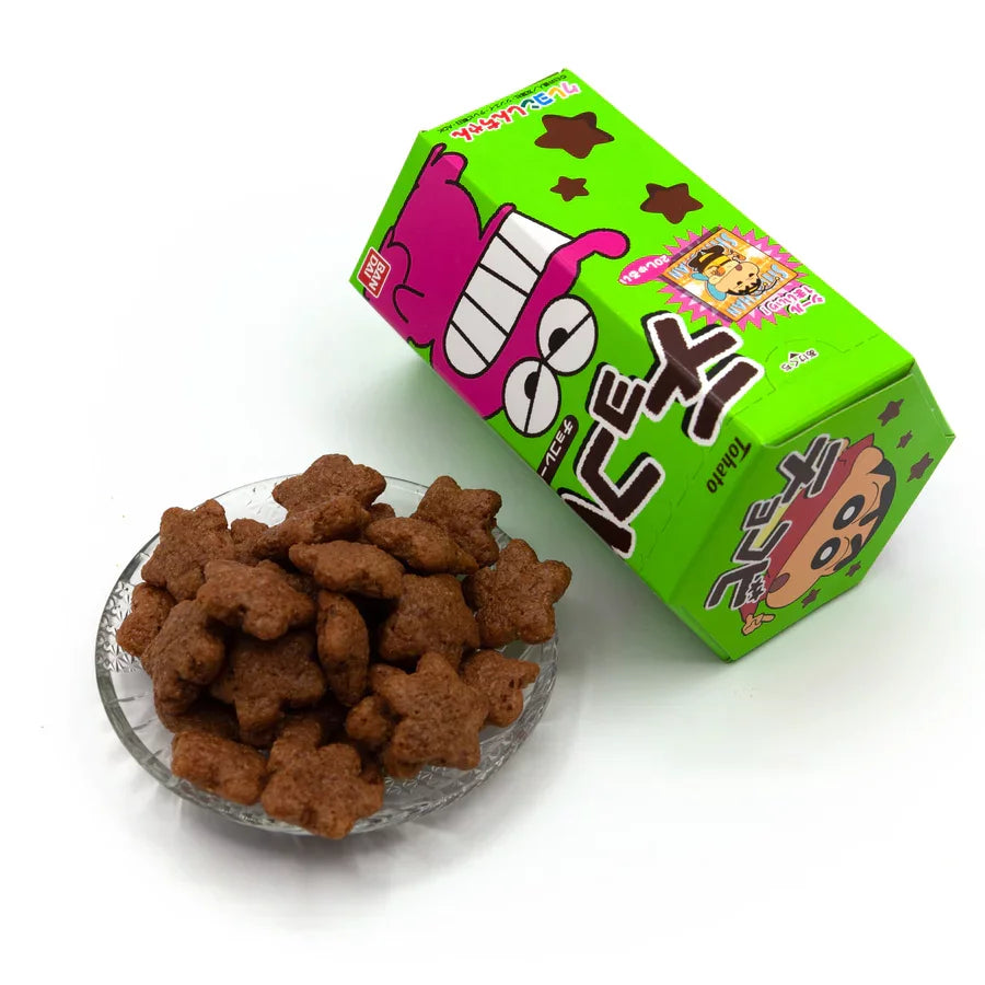 Tohato Chocobi Star Shaped Chocolate Corn Puff Snack with Shin-Chan Sticker 25g (Pack of 3)
