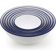 Tsuki Usagi White Enamel Bowl With Navy Blue Detailing – Elegant Japanese Kitchenware Set