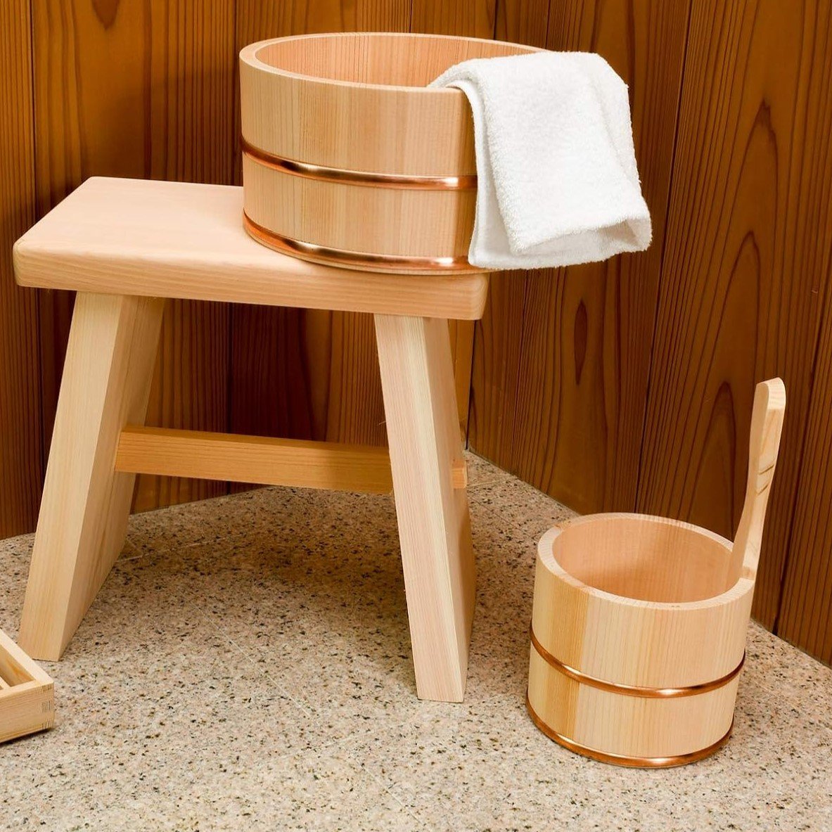 Umezawa Premium Hinoki Cypress Bath Stool for Spa Comfort