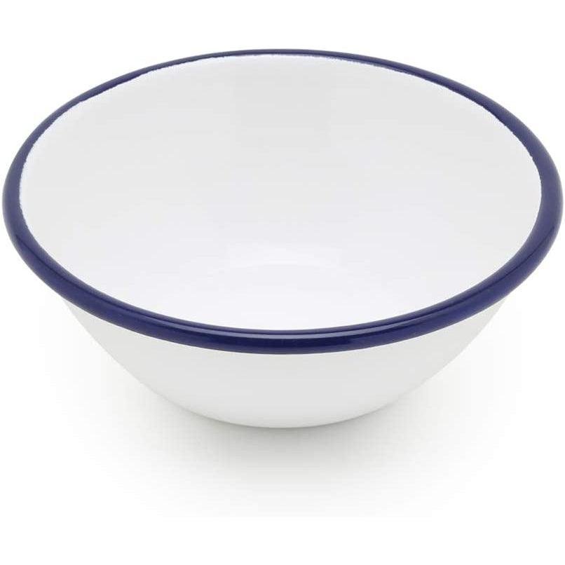 Tsuki Usagi White Enamel Bowl With Navy Blue Detailing – Elegant Japanese Kitchenware Set