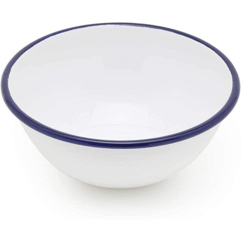 Tsuki Usagi White Enamel Bowl With Navy Blue Detailing – Elegant Japanese Kitchenware Set