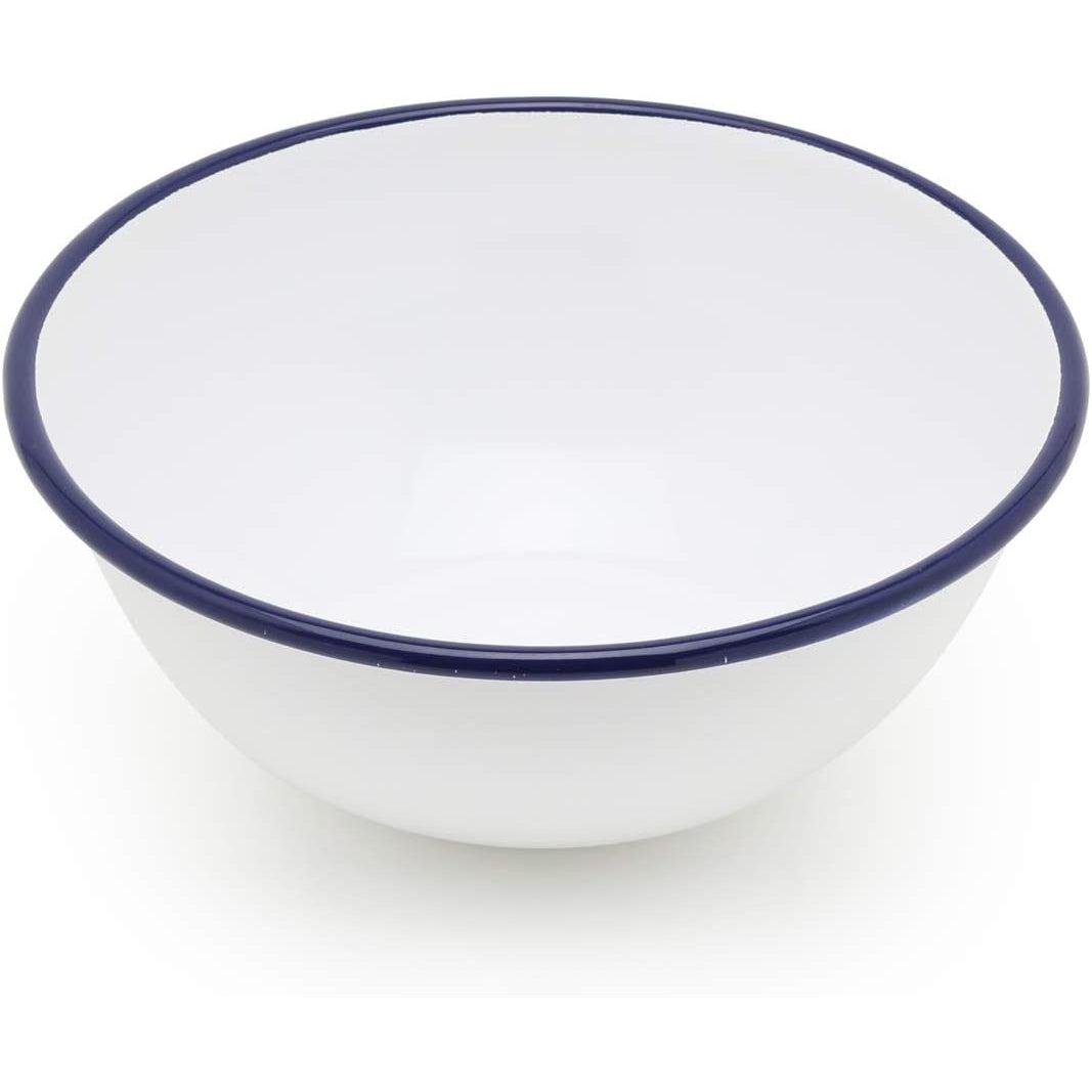 Tsuki Usagi White Enamel Bowl With Navy Blue Detailing – Elegant Japanese Kitchenware Set