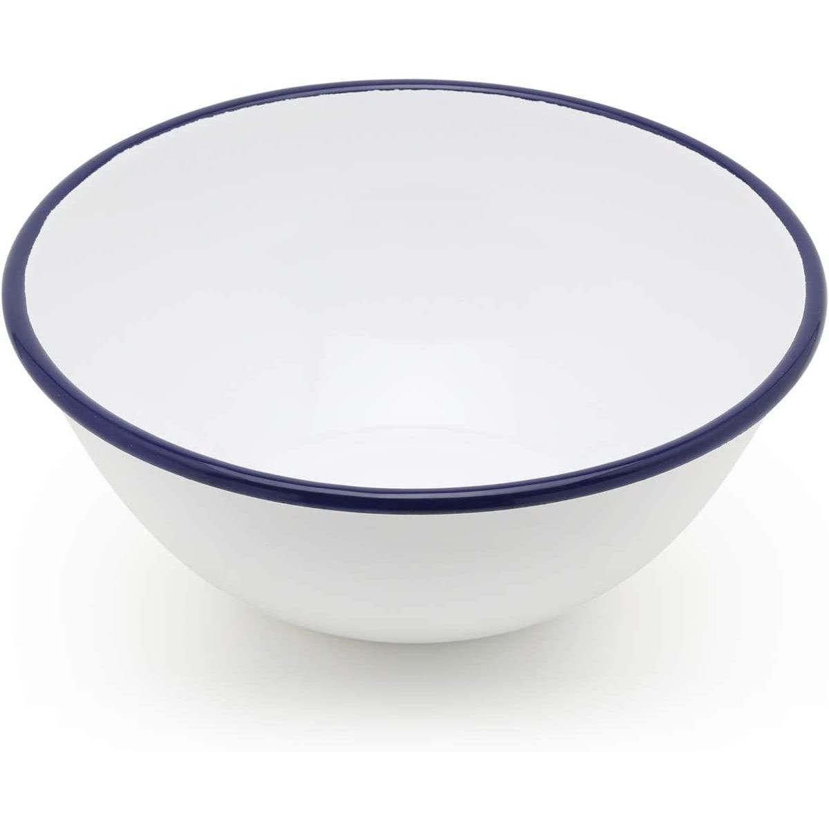 Tsuki Usagi White Enamel Bowl With Navy Blue Detailing – Elegant Japanese Kitchenware Set