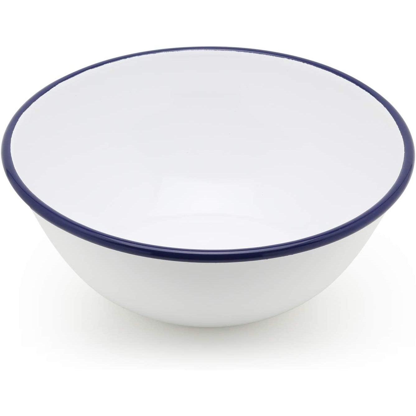 Tsuki Usagi White Enamel Bowl With Navy Blue Detailing – Elegant Japanese Kitchenware Set