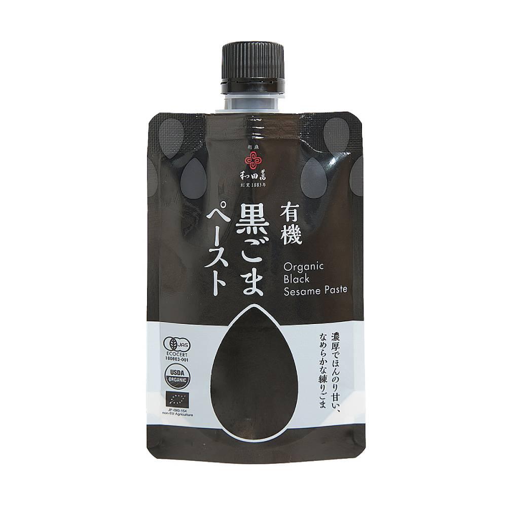 Wadaman Organic Black Sesame Paste 80g pack showing smooth dark texture