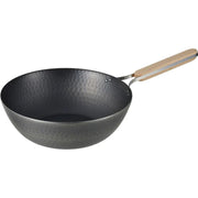Wahei Enzo 28cm Flat-Bottom Iron Wok, 1.6mm Thick, IH Compatible