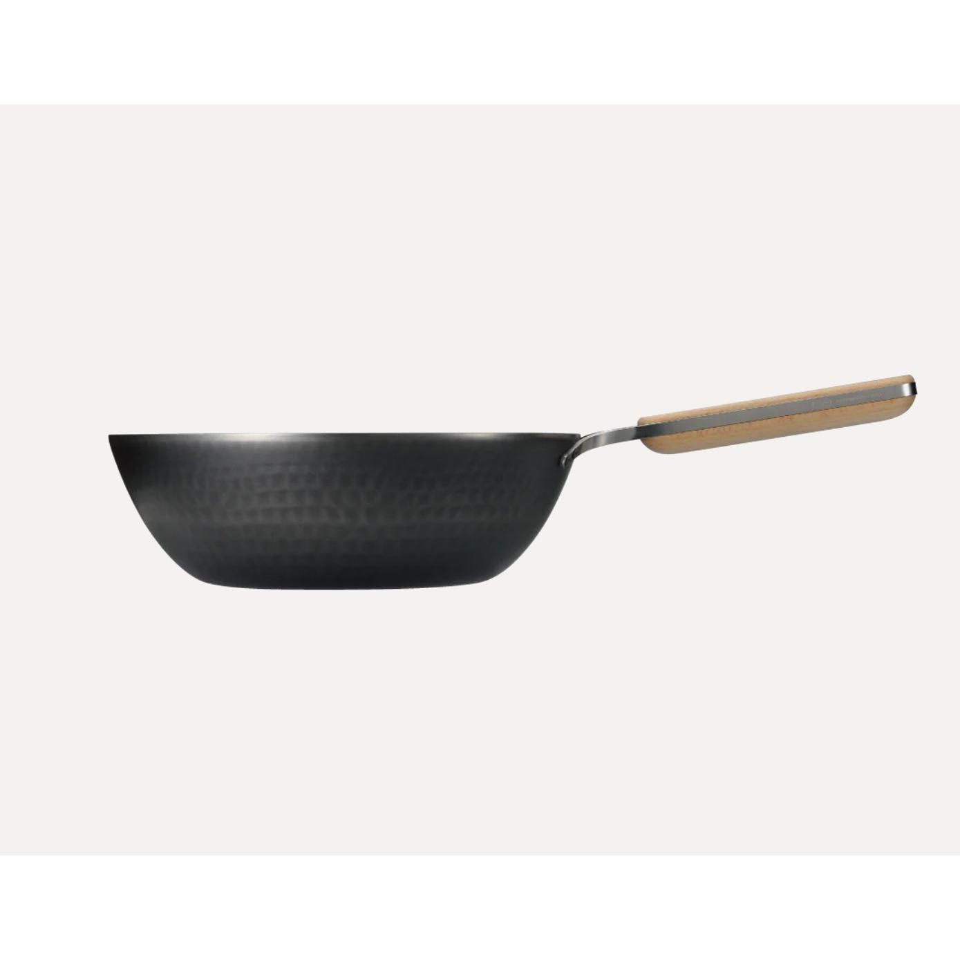 Wahei Enzo 28cm Flat-Bottom Iron Wok, 1.6mm Thick, IH Compatible