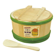 Yamako 1.5kg Sawara Cypress wooden miso aging barrel with traditional copper rings handcrafted in Japan