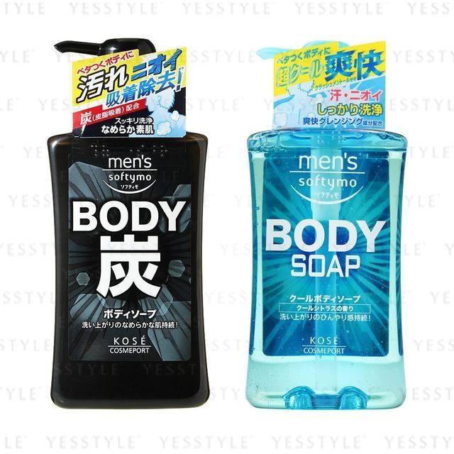 Kose Softymo Men's Body Soap bottle showing rich lather and refreshing clean