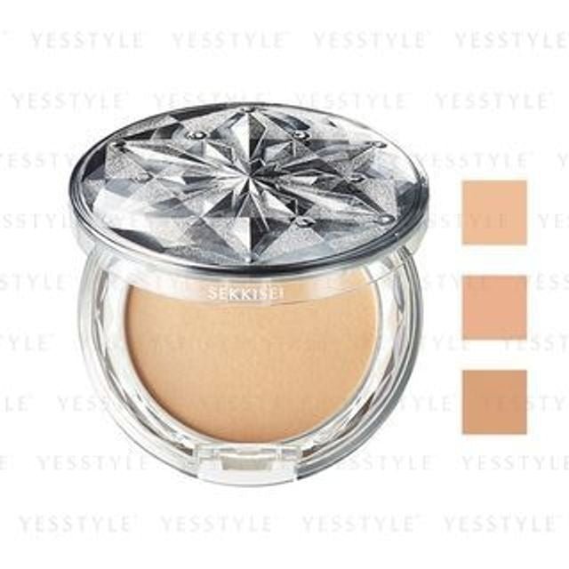 Kose Sekkisei Snow CC Powder compact showing a luminous, flawless skin finish.
