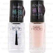 Kose Nail Holic Base Coat bottle on a white background, showing the transparent formula and brush applicator.