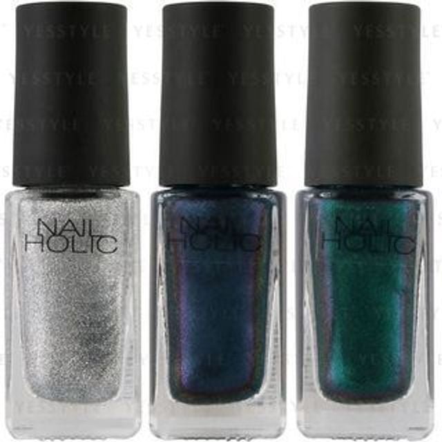 Kose Nail Holic Galactic Color collection featuring shimmering nail polish shades inspired by the cosmos.