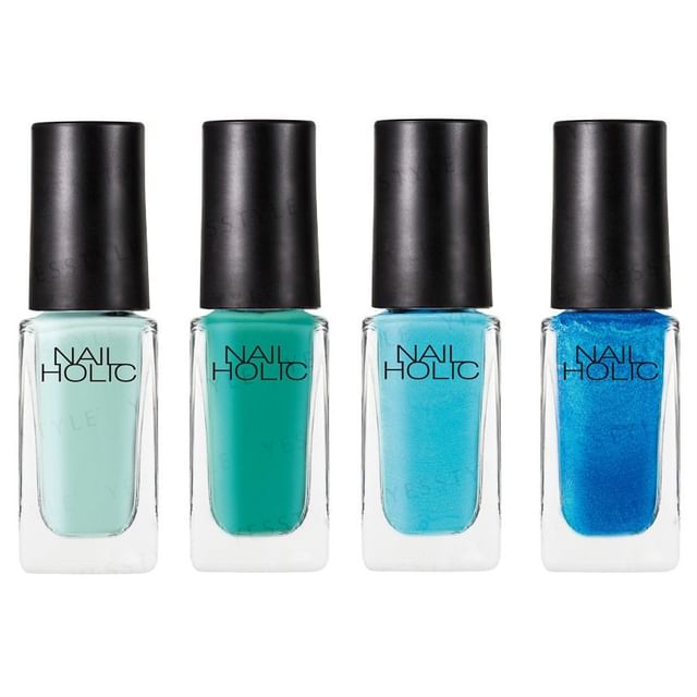 Kose Nail Holic Lagoon Color collection showcasing vibrant shades of nail polish inspired by tropical lagoons.
