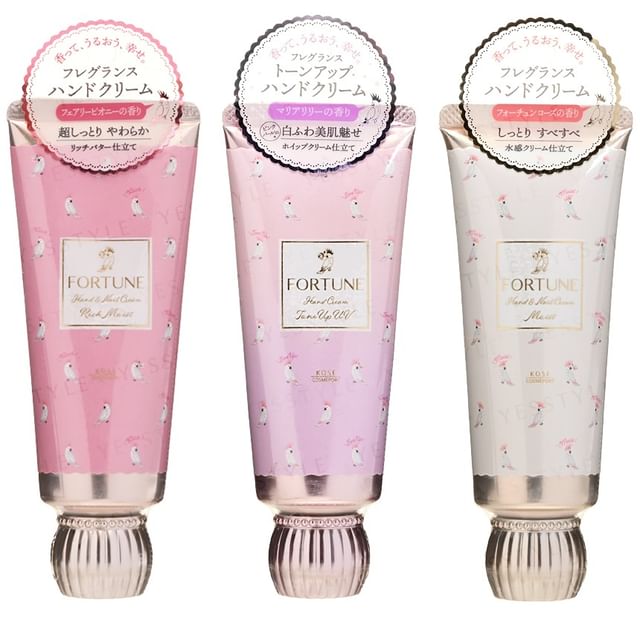 Kose Fortune Fragrance Hand and Nail Cream in [Scent Name] - close up showing texture and packaging