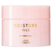 Kose Moisture Mild Perfect Gel - All-in-one skincare for deep hydration, featuring a close-up of the gel texture and packaging.