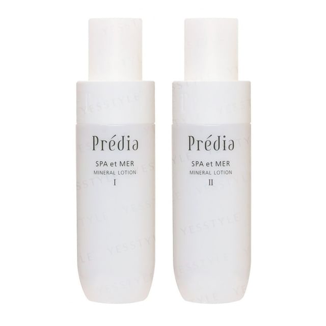 Kose Predia Spa et Mer Mineral Lotion bottle, showcasing its marine-inspired design and highlighting the promise of radiant, hydrated skin.