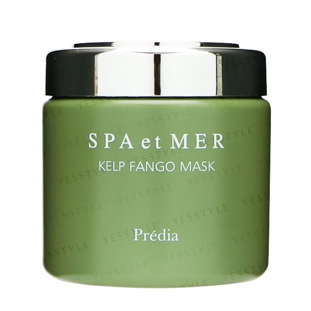 Kose Predia Spa et Mer Kelp Fango Mask jar and texture close-up.