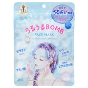 Kose Clear Turn Uruuru Bomb Face Mask - Seven sheet masks displayed with packaging showcasing the hydrating benefits.