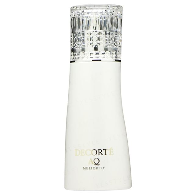 Kose DECORTE AQ MELIORITY Repair Emulsion - Luxurious anti-aging moisturizer in elegant packaging.