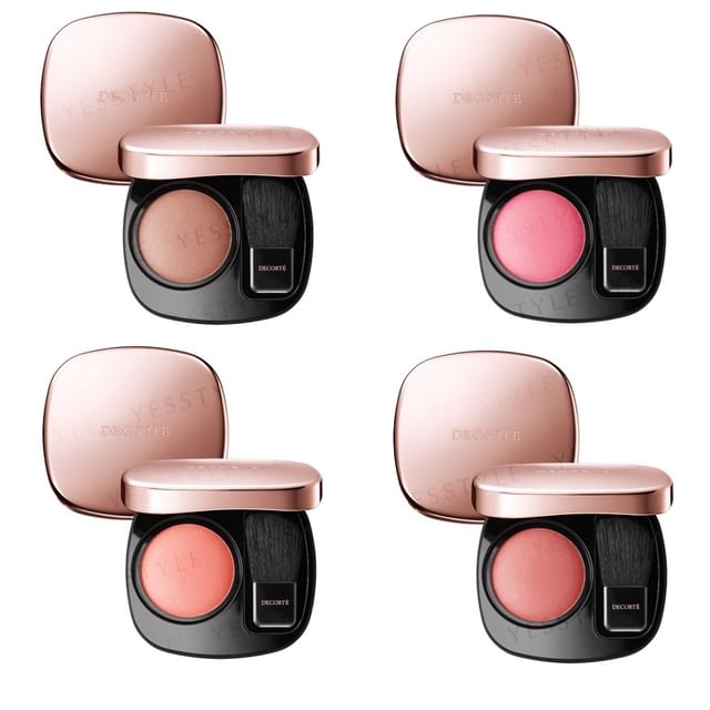 Kose DECORTE Powder Blush - Close-up showing radiant color and smooth texture