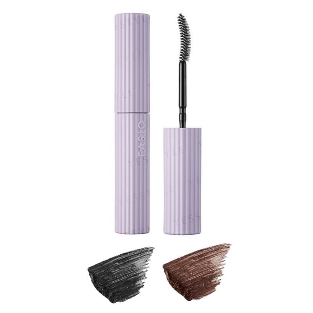 Kose Fasio Permanent Curl Mascara Hybrid Volume - Close-up of lashes with dramatic volume and curl.