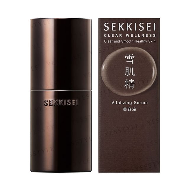 Kose Sekkisei Clear Wellness Vitalizing Serum bottle displayed against a clean, natural background.
