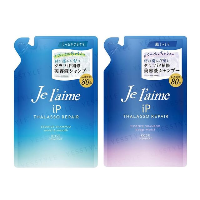 Kose Je l'aime iP Thalasso Repair Essence Shampoo bottle on a clean background showcasing the product's features and benefits.
