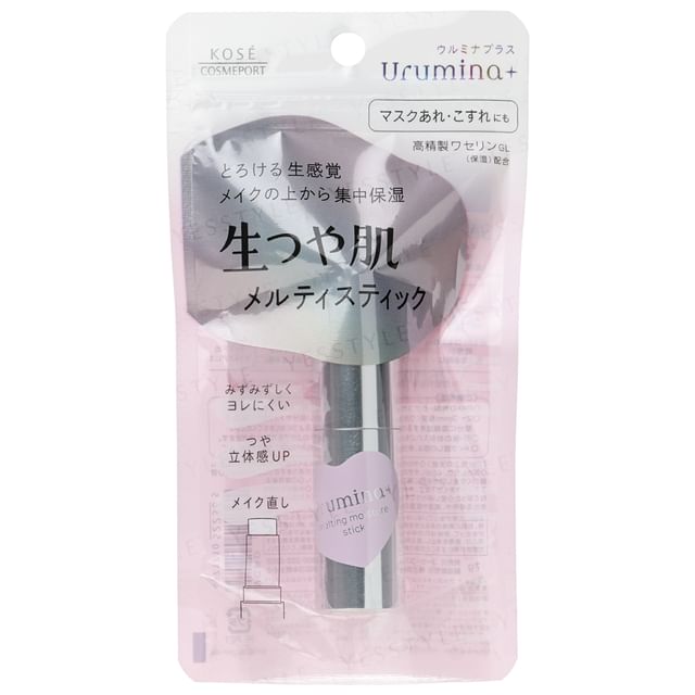 Kose Urumina+ Melting Moisture Stick close-up showing texture and packaging.
