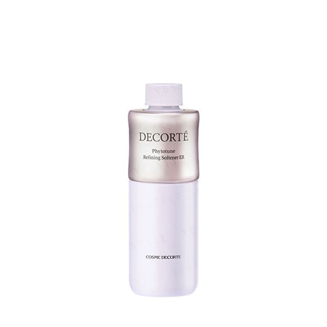 Kose DECORTE Phytotune Refining Softener ER bottle on a clean, minimalist background, highlighting its elegant packaging and texture.