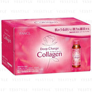 Fancl Deep Charge Collagen Drink - 10 bottles displayed with key ingredient highlights
