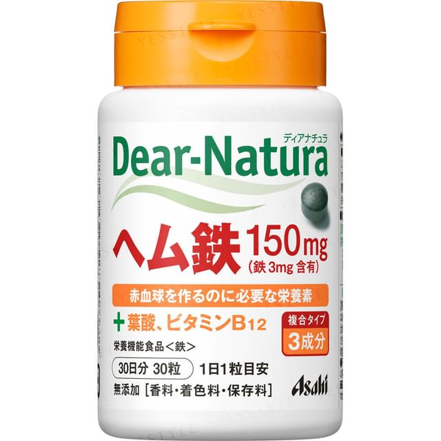 Asahi Dear-Natura Hem Iron Supplement Bottle - Promotes Energy and Vitality
