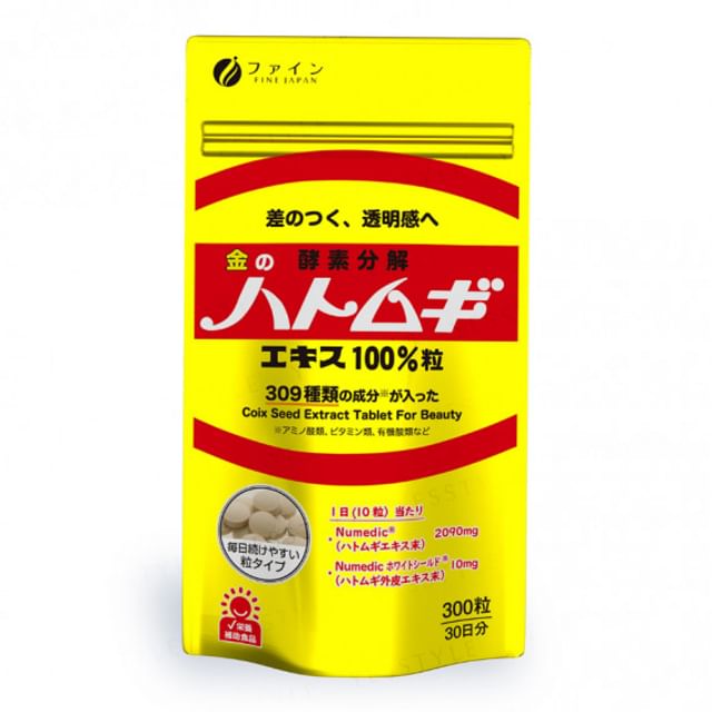 FINE JAPAN Coix Seed Extract Tablets - Premium supplement for radiant skin and inner wellness.