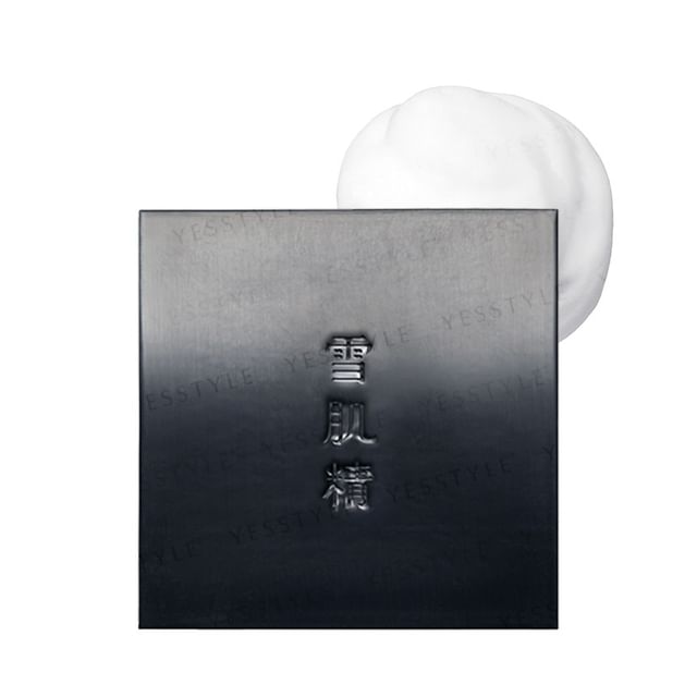 Kose Sekkisei Essence Soap - Cleansing bar in its packaging, highlighting the product's key ingredients and benefits.