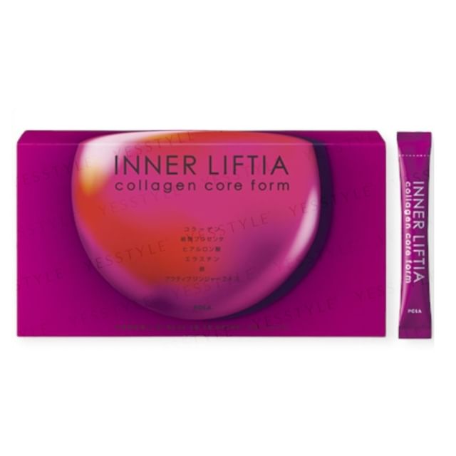 POLA Inner Liftia Collagen Core Form supplement packaging, highlighting key ingredients and benefits.