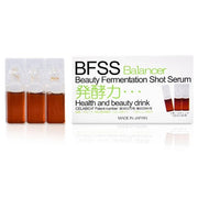 Dr. Serum BFSS Balancer bottle and product application on skin showing radiant results.